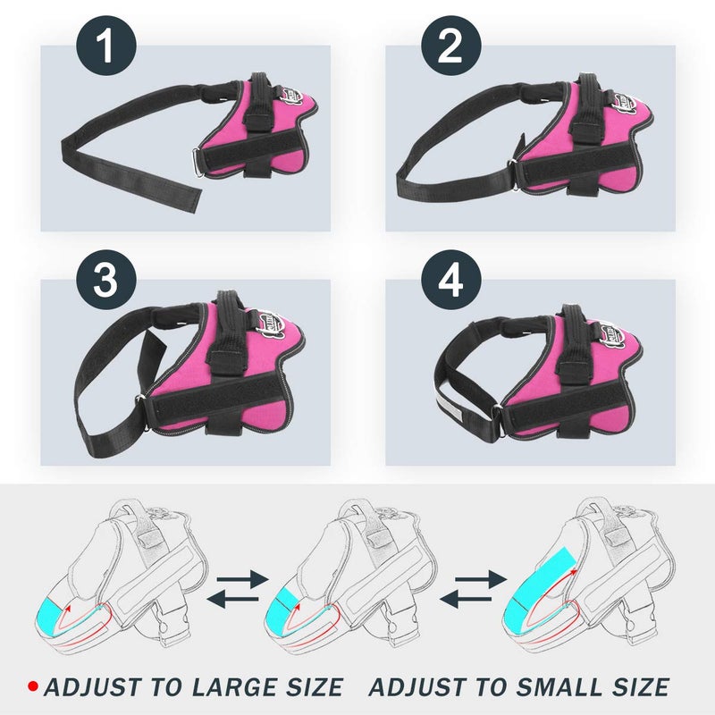 Bolux Dog Harness, No-Pull Reflective Dog Vest, Breathable Adjustable Pet Harness with Handle for Outdoor Walking - No More Pulling, Tugging or Choking (Rose red, L) - Image 3
